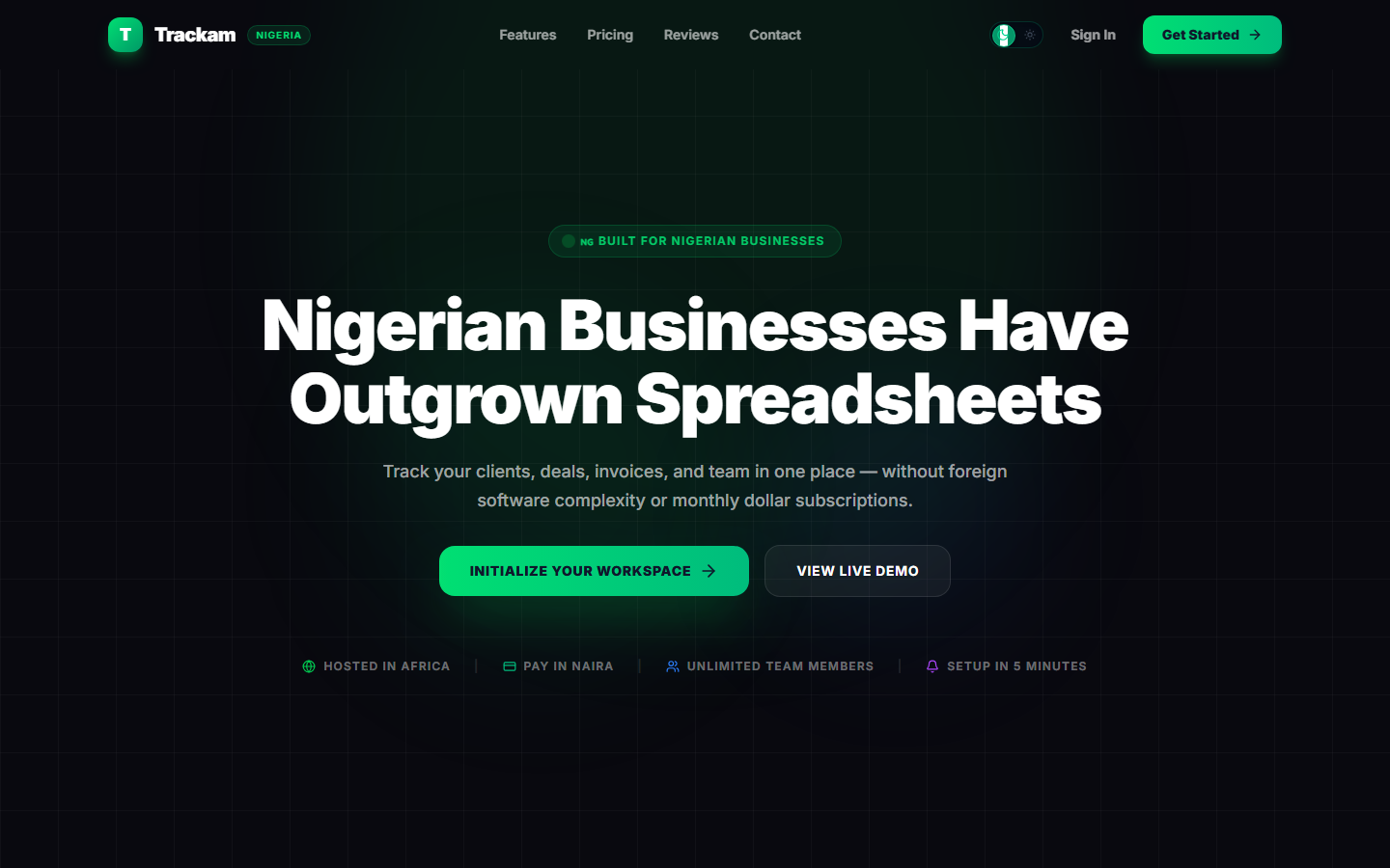 Trackam website